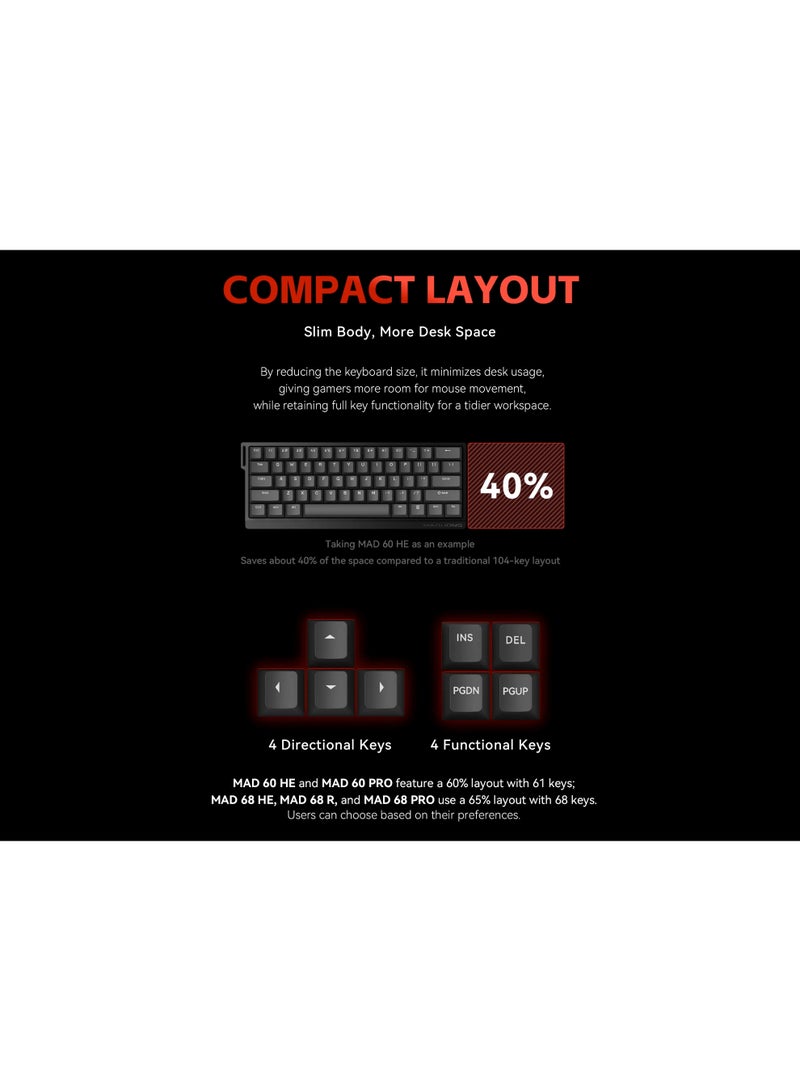 MADLIONS MAD68 PRO Aluminum Hall Effect Keyboard Switch Magnetic Silver Esport Black - Image 5